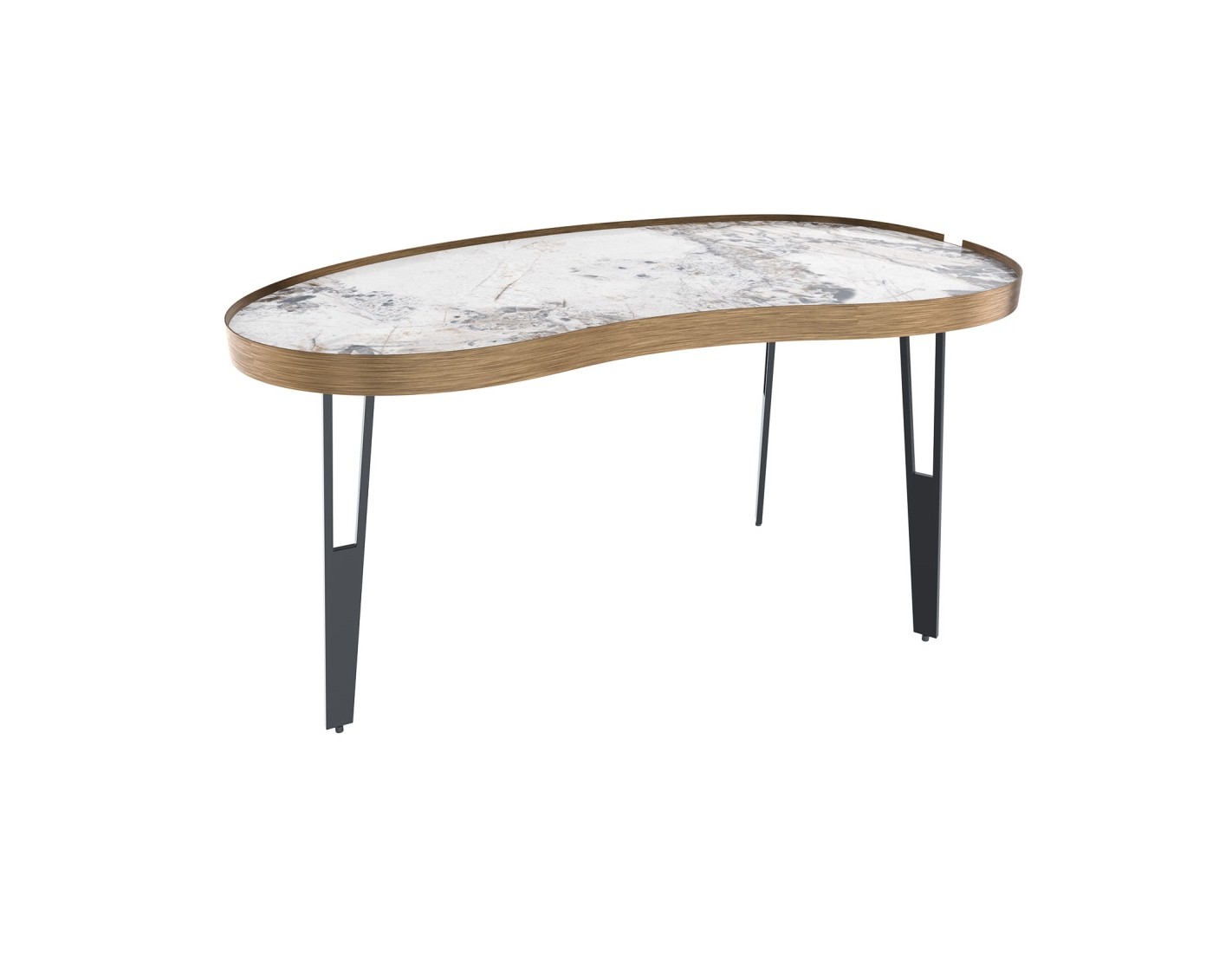 Table Basse Ronde Plateau Ceramique Ceinture Acier Noir Nombreuses