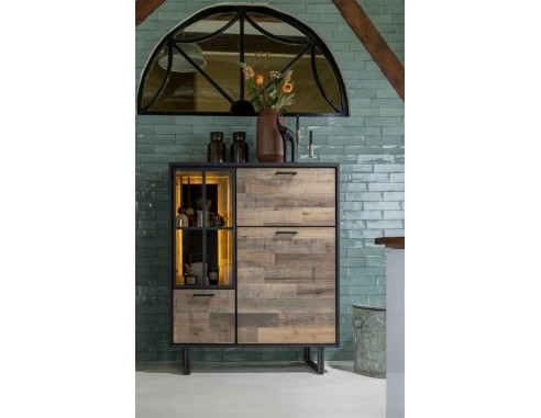 Highboard 2 Portes + 1 Porte en Verre...