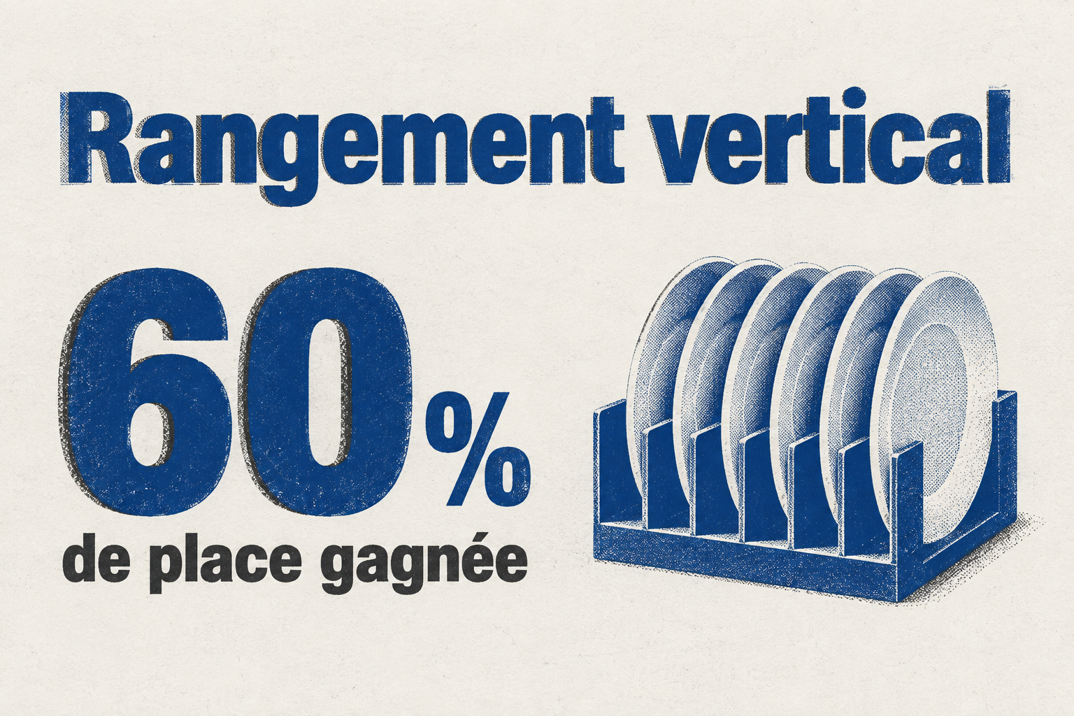 Le rangement vertical des assiettes libère jusqu'à 60 % de la place dans le vaisselier.
