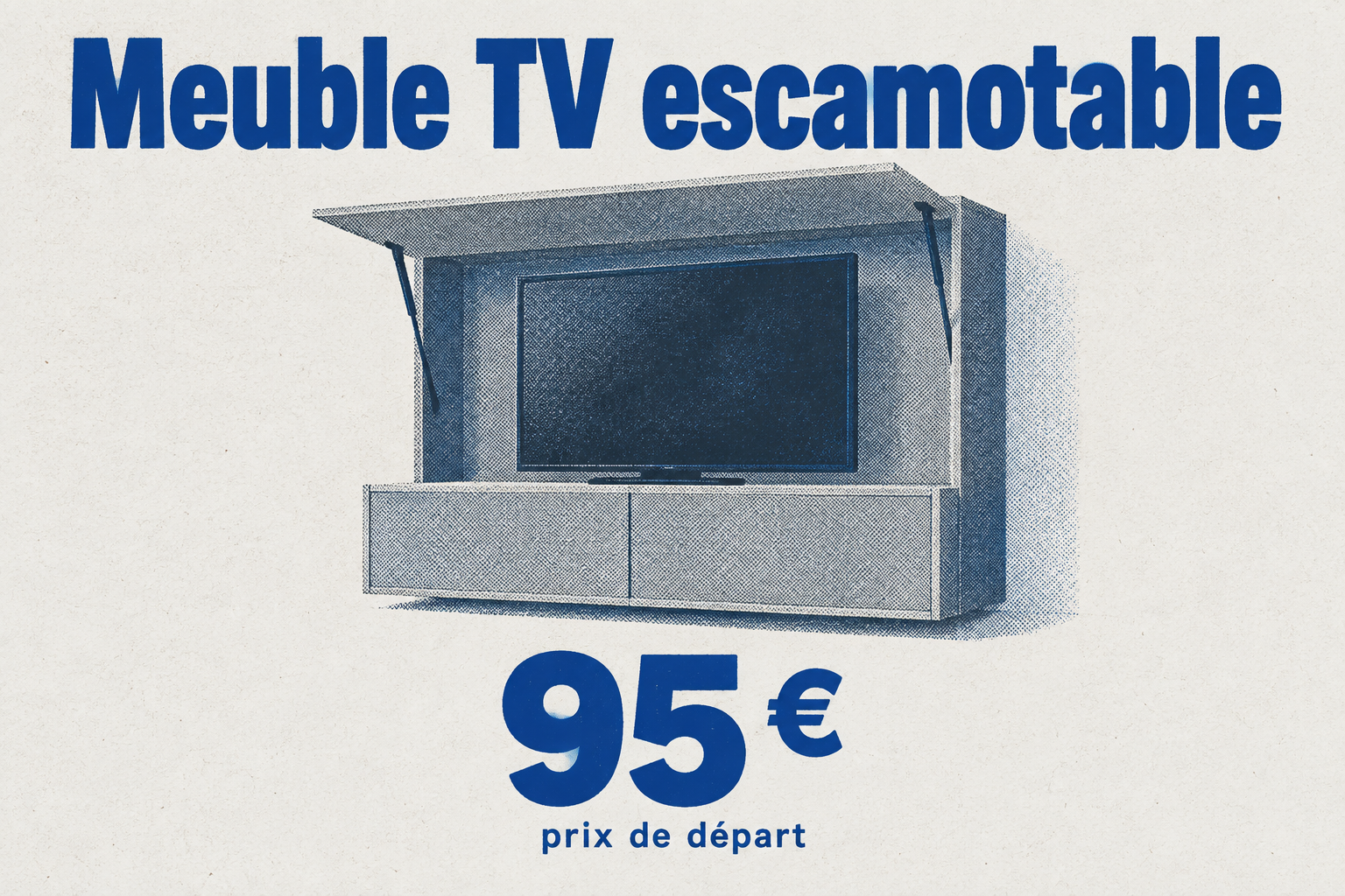 Un meuble TV escamotable motorisé démarre à 95 euros.