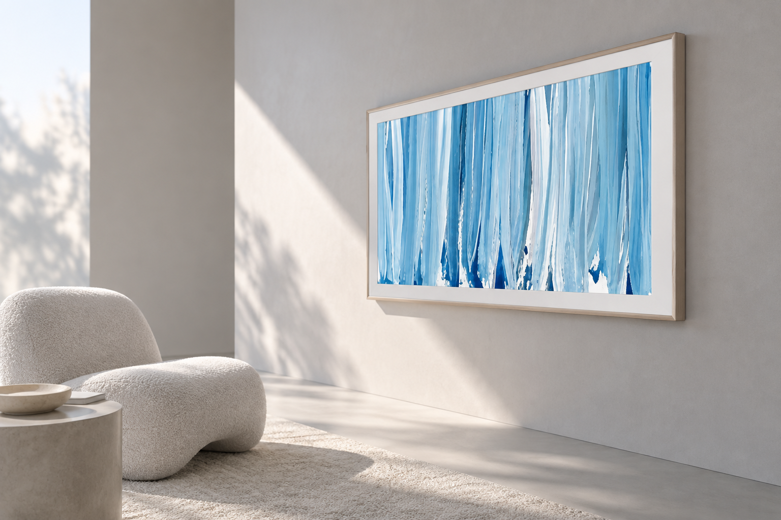 Téléviseur Samsung The Frame affichant une œuvre en mode veille