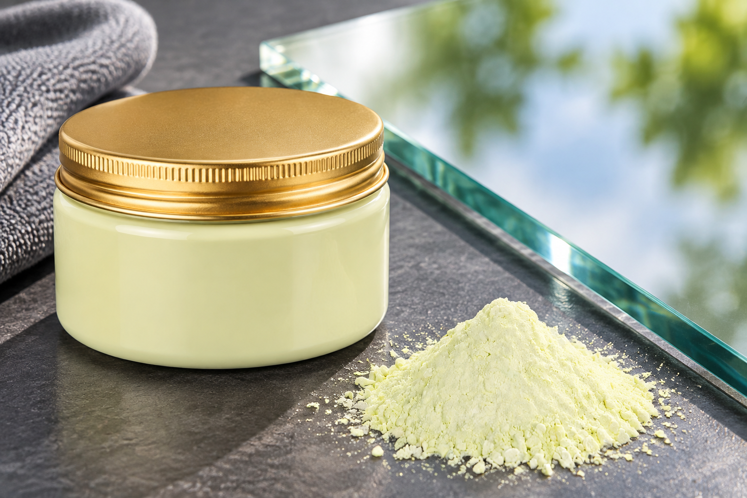 Poudre d'oxyde de cérium, utilisée en pâte pour polir les rayures du verre